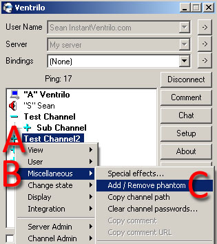 Open channel user editor window