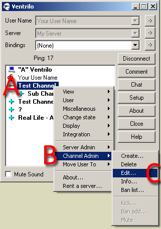 Open channel edit window