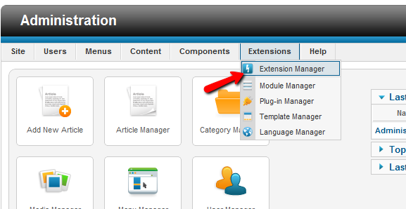 joomla exenstion manager