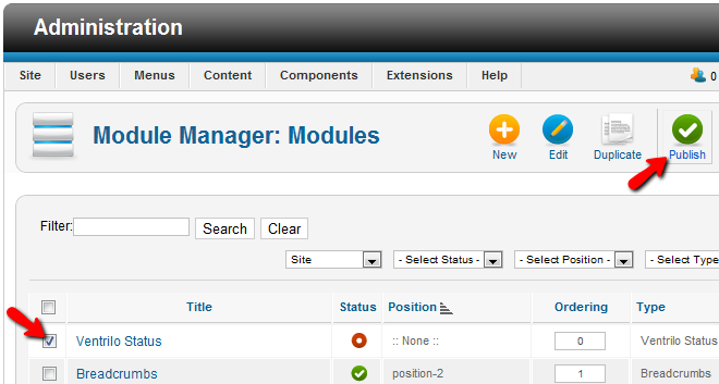 publish ventrilo status joomla module