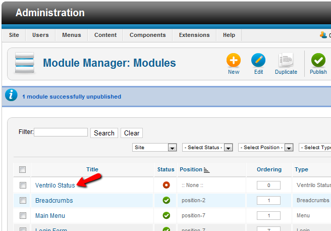 edit ventrilo status joomla module